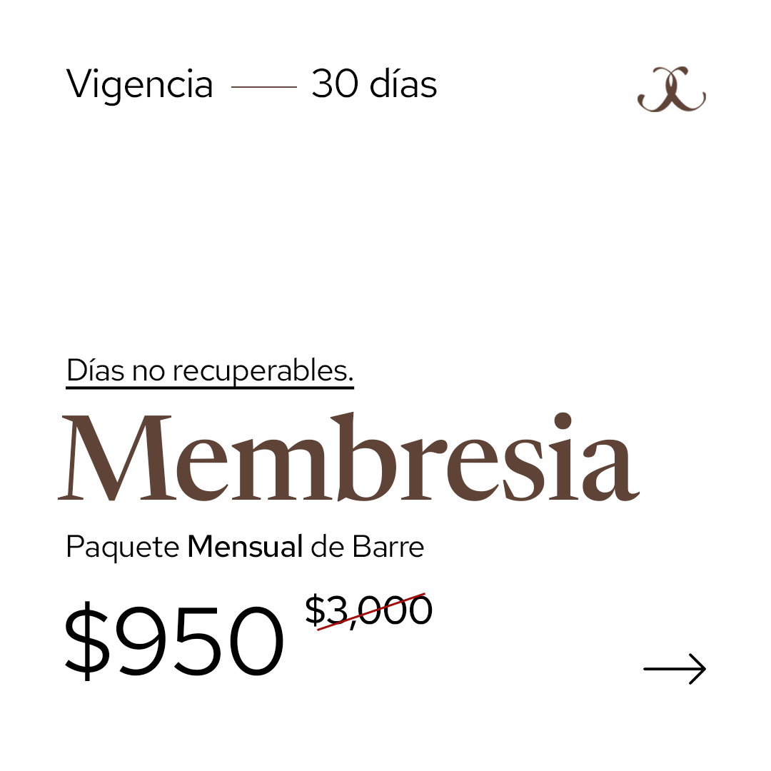 Membresía Barre Mensual (30 Días)